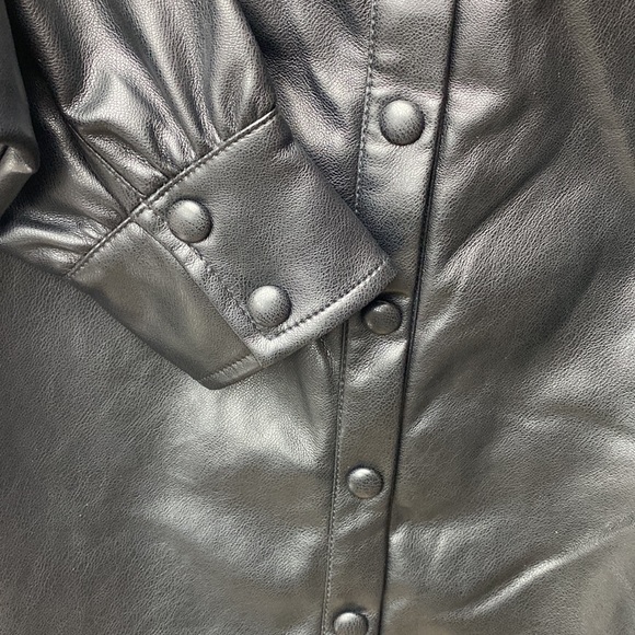 7 for all mankind Faux leather puff sleeve top NWT! Size S, black - Picture 6 of 15